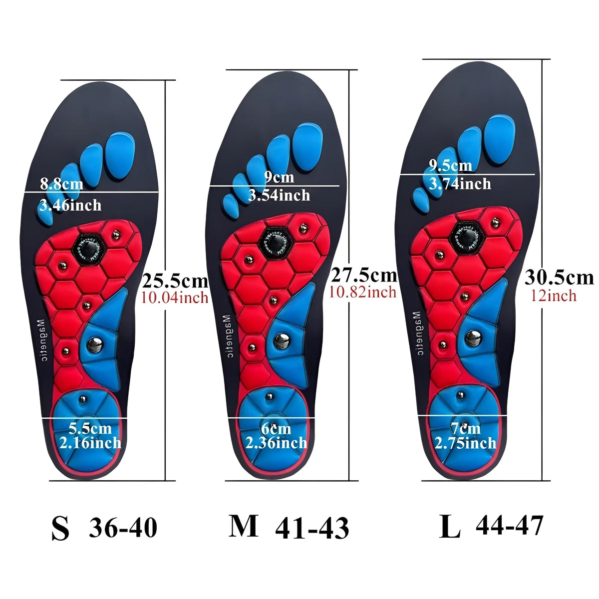 Magnetic Insoles Cushioned EVA 7-Point Acupressure
