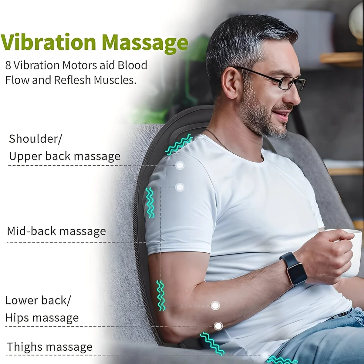 Massage Seat Cushion 8-Node Targeted Vibration & Heat