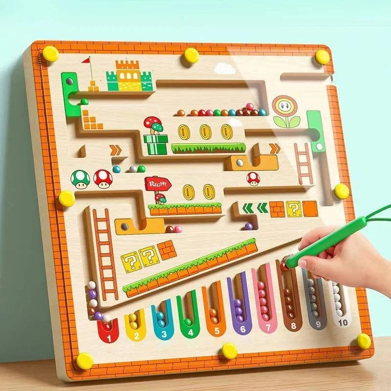 Maze Puzzle Board Sealed Beads & Magnetic Pen