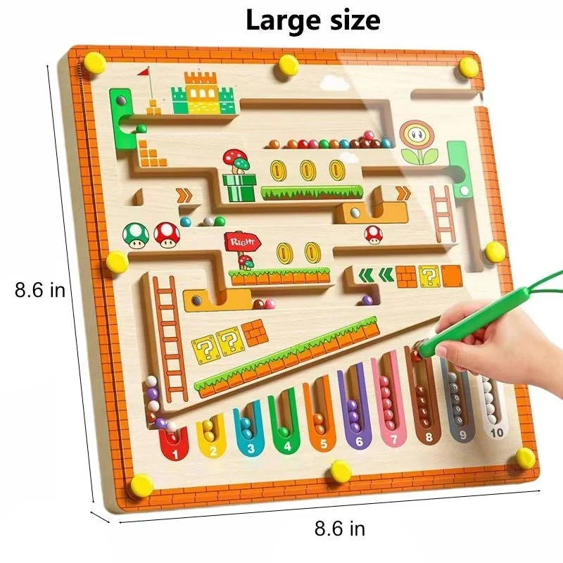 Maze Puzzle Board Sealed Beads & Magnetic Pen