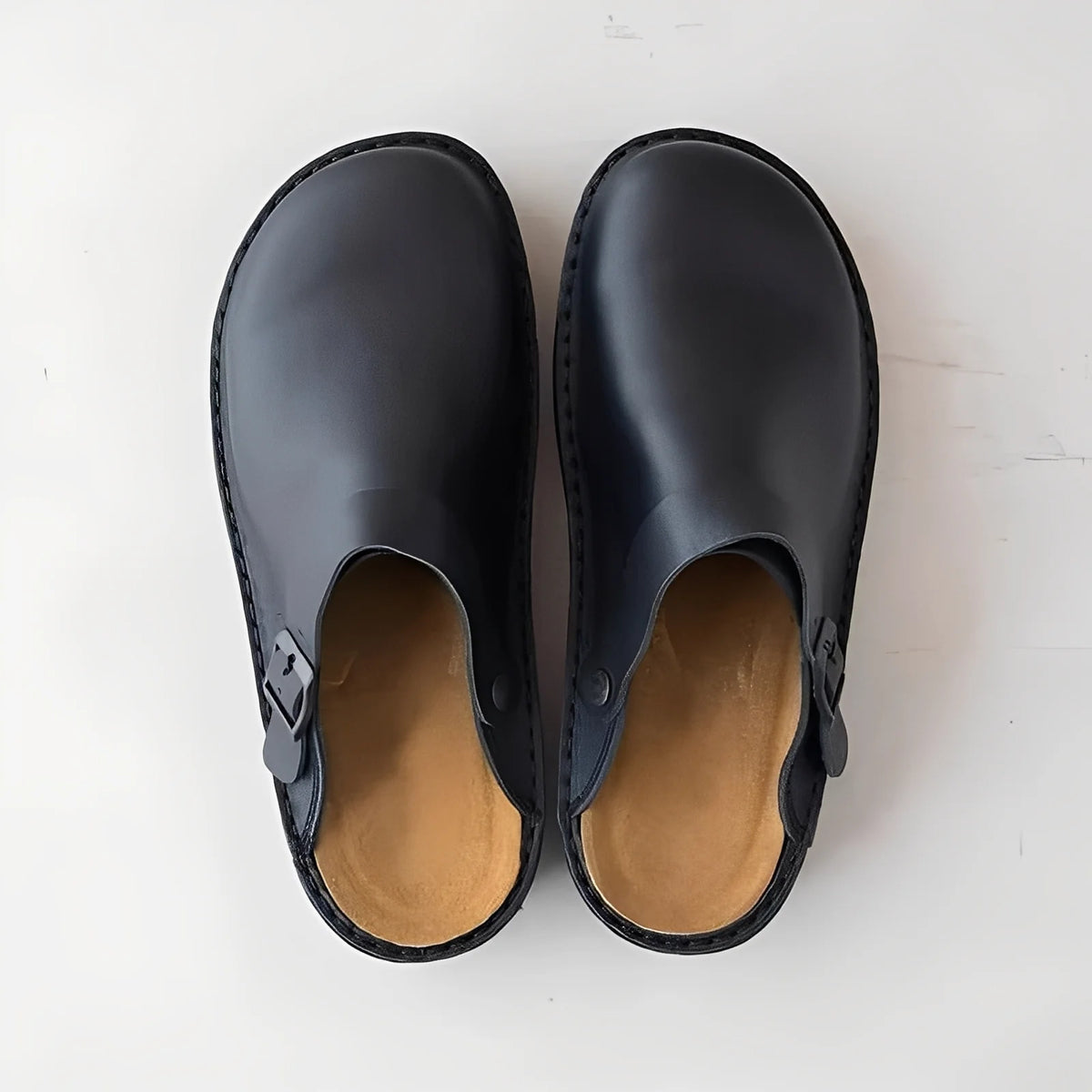 Men's Slippers Leather Removable Insole & Curved Sole