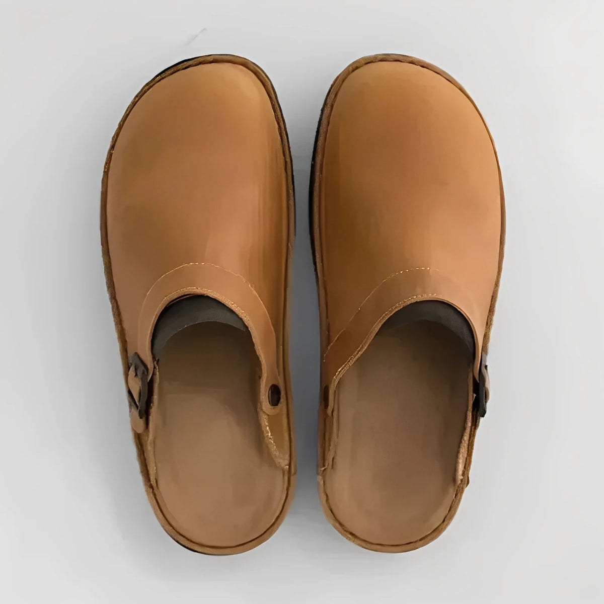 Men's Slippers Leather Removable Insole & Curved Sole