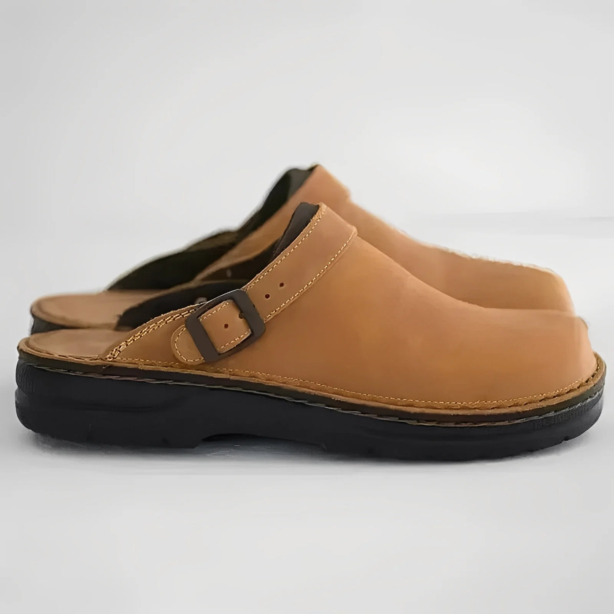 Men's Slippers Leather Removable Insole & Curved Sole