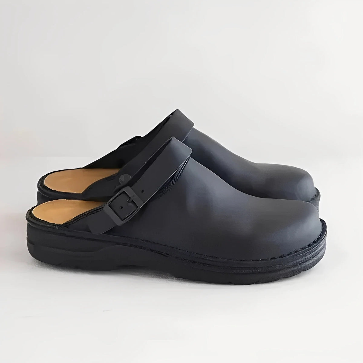 Men's Slippers Leather Removable Insole & Curved Sole