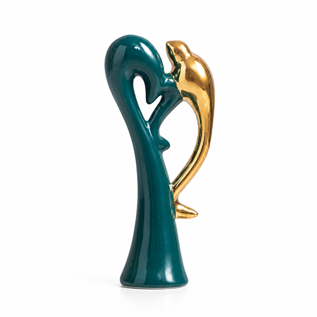 Modern Ceramic Lovebird Sculpture