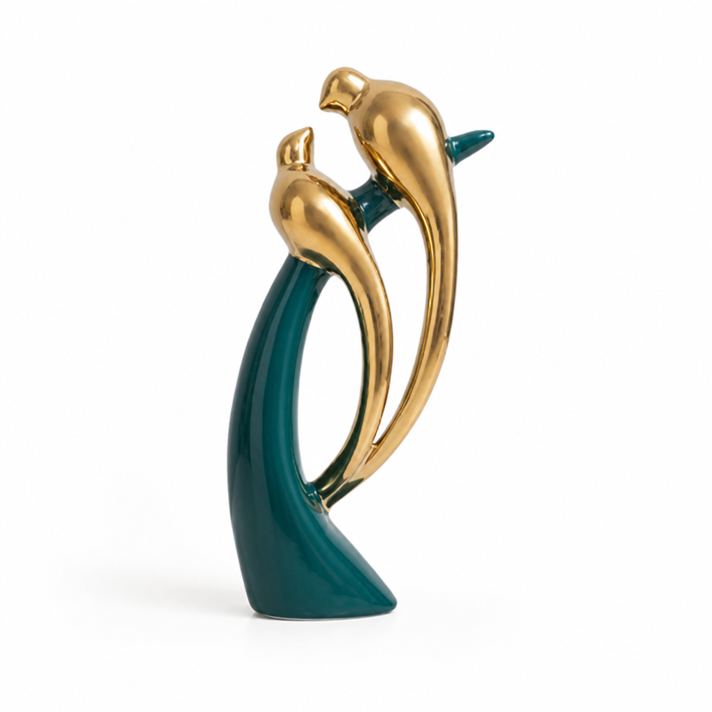 Modern Ceramic Lovebird Sculpture