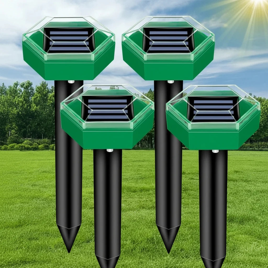 Mole Deterrent Stakes Solar Powered Ultrasonic Set of 4