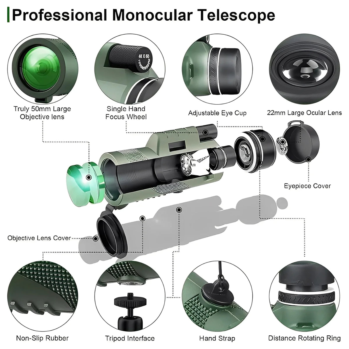 Monocular Up To 600x Zoom Lightweight Portable
