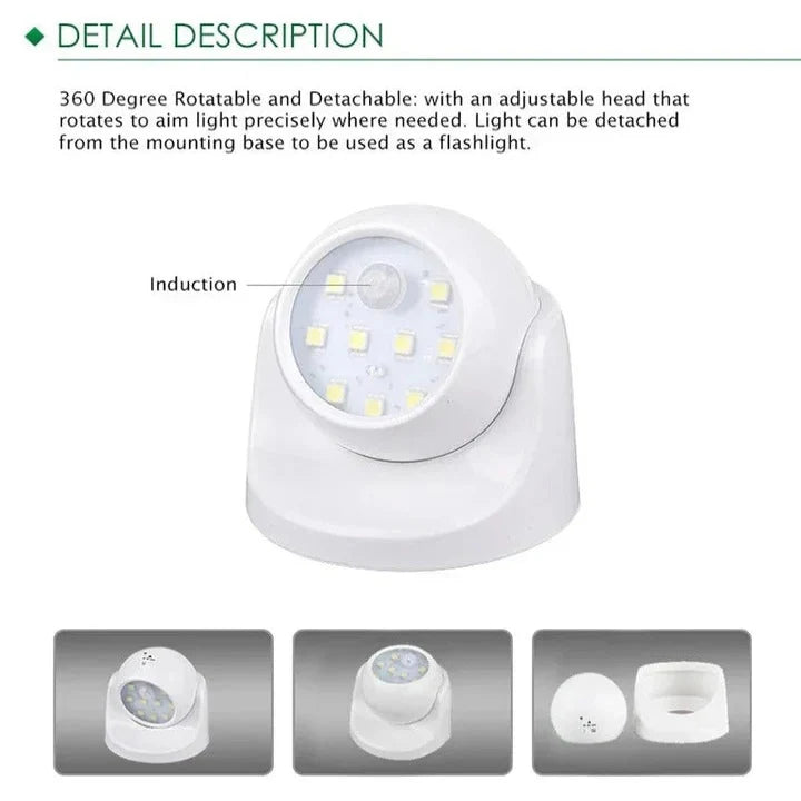 Motion Sensor Light 360-Degree Rotating Battery-Powered & Weatherproof