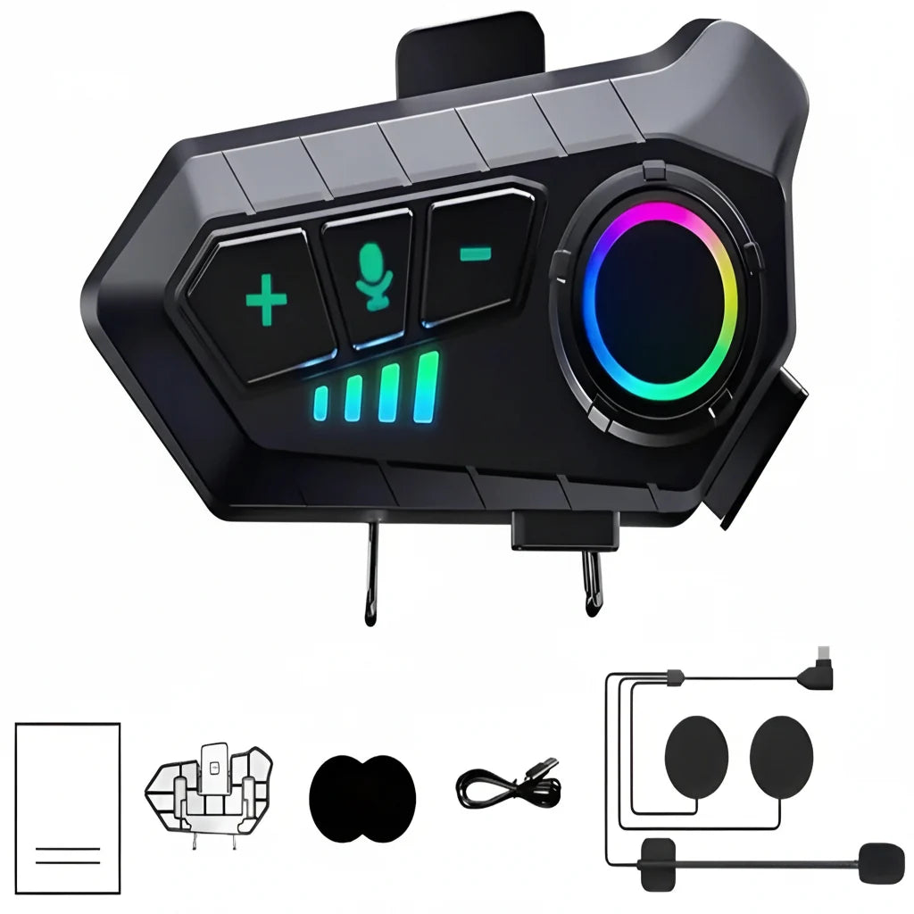 Motorcycle Bluetooth Headset 30-Hour Talk Time & IPX6 Waterproof