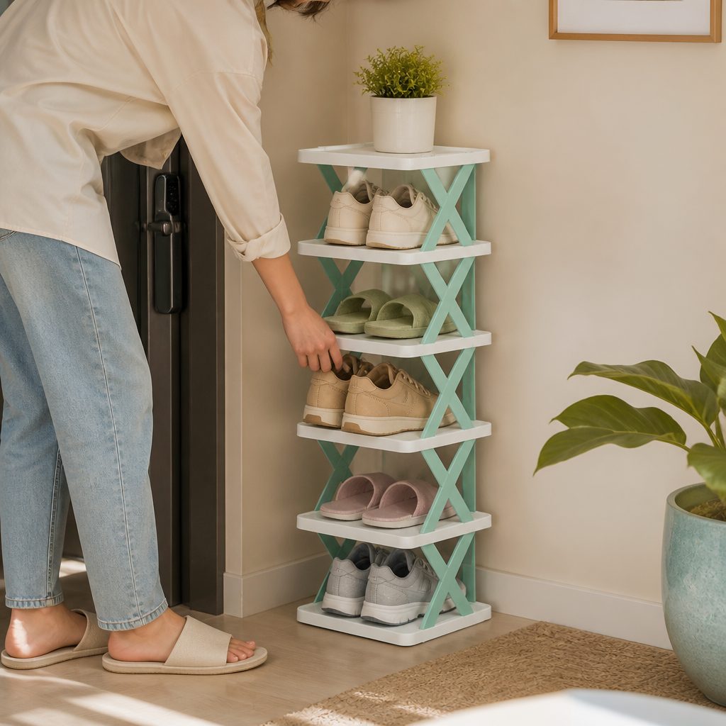 Multi-Tier Shoe Organizer (Adjustable Compartments)