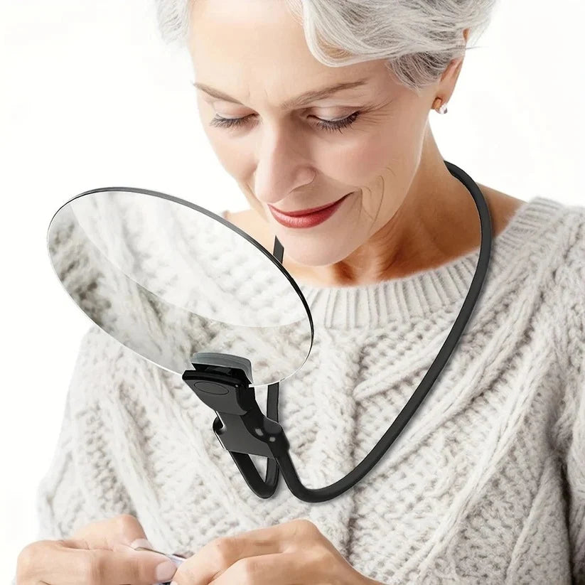 Neck Magnifier 5X Optical Glass Wearable & Tabletop Stand