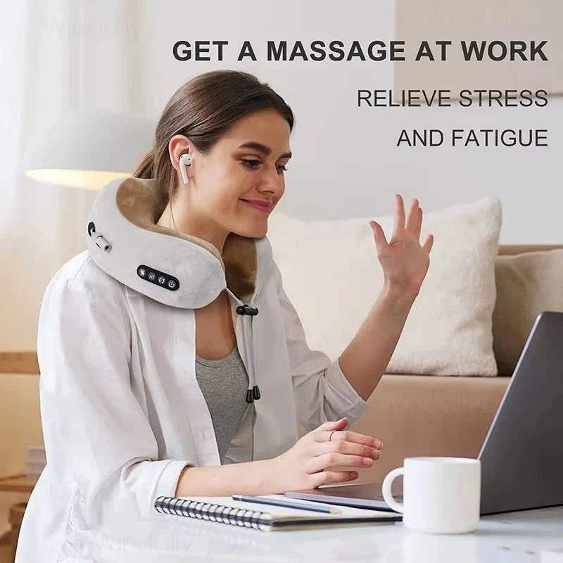Neck Massage Pillow U-Shaped Dual Nodes Graphene Heat