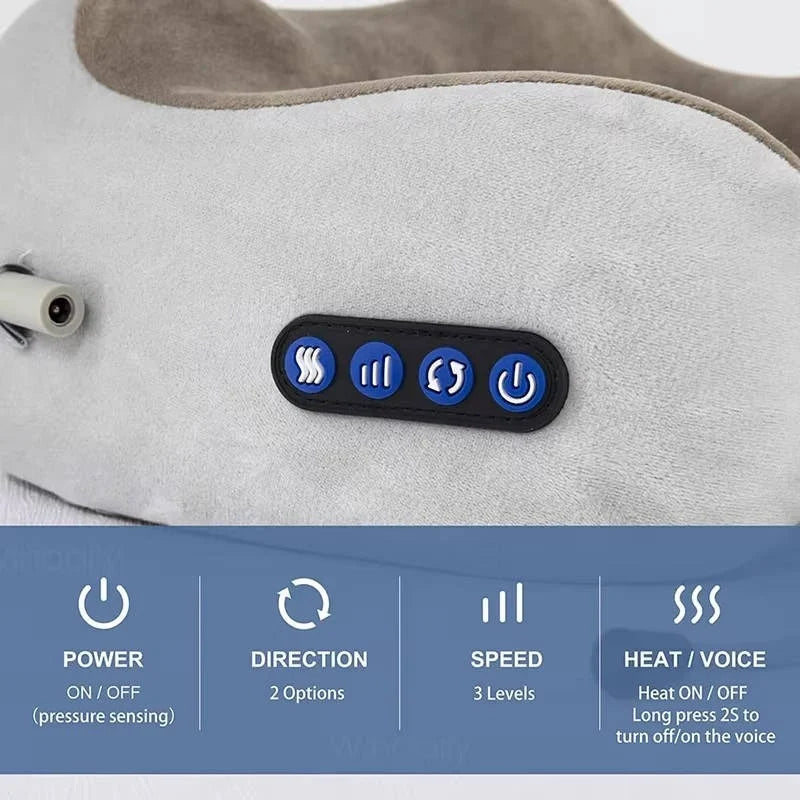 Neck Massage Pillow U-Shaped Dual Nodes Graphene Heat