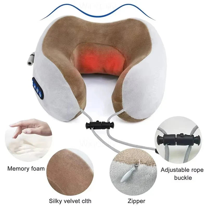 Neck Massage Pillow U-Shaped Dual Nodes Graphene Heat