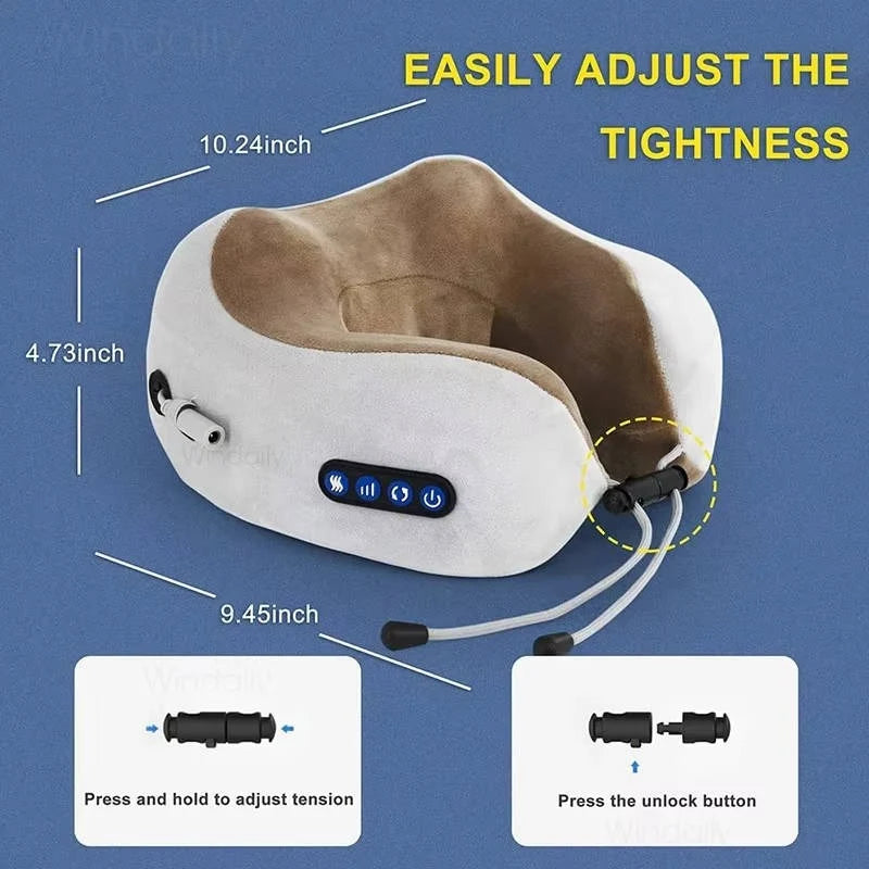 Neck Massage Pillow U-Shaped Dual Nodes Graphene Heat