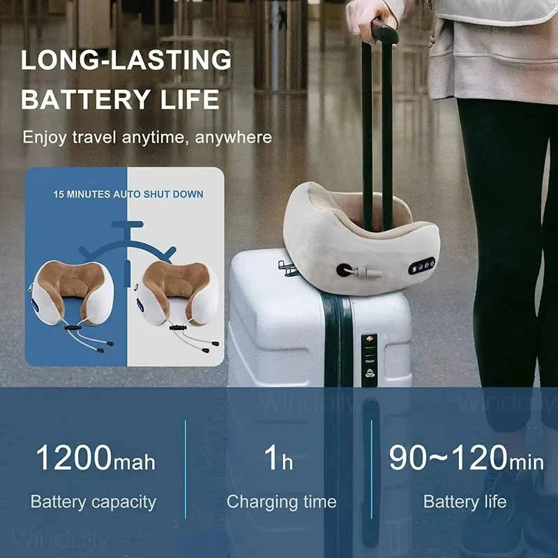 Neck Massage Pillow U-Shaped Dual Nodes Graphene Heat