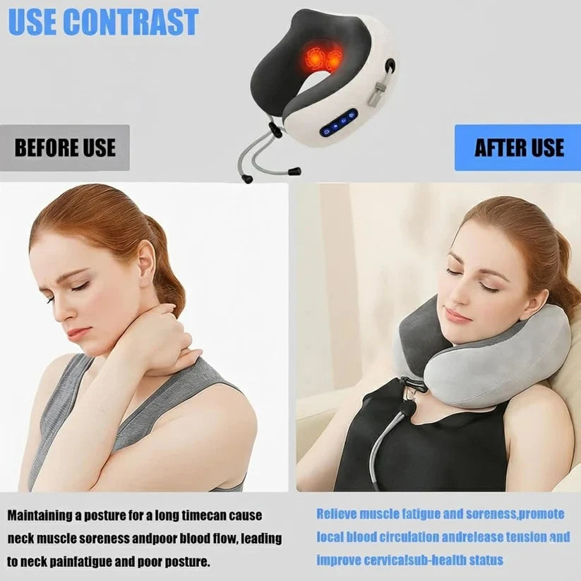 Neck Massage Pillow U-Shaped Dual Nodes Graphene Heat