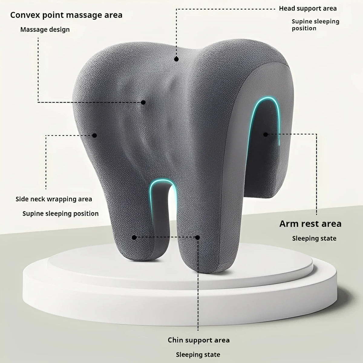 Office Chair Headrest Pillow Memory Foam Removable Velvet Cover
