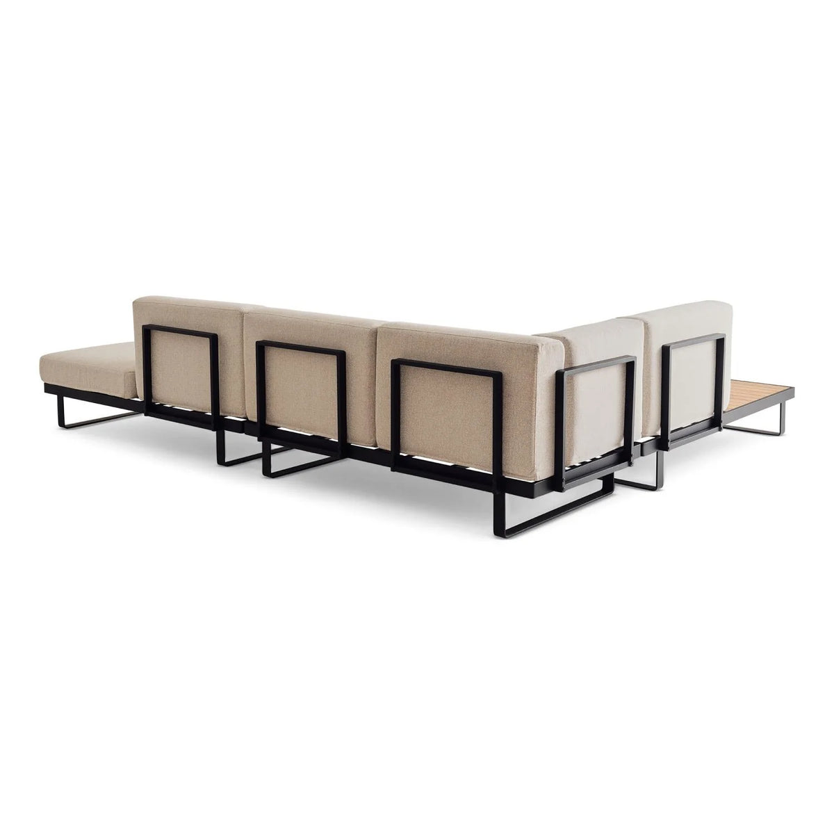Outdoor Corner Sofa Set 8-Seater Aluminum Frame Acacia Tables
