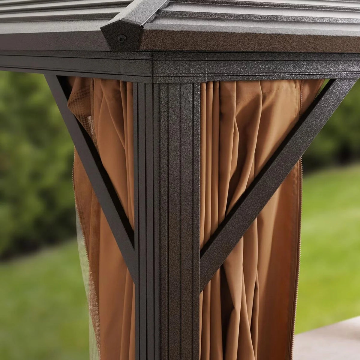 Outdoor Gazebo Powder-Coated Aluminum Frame Full Netting & Adjustable Canopy