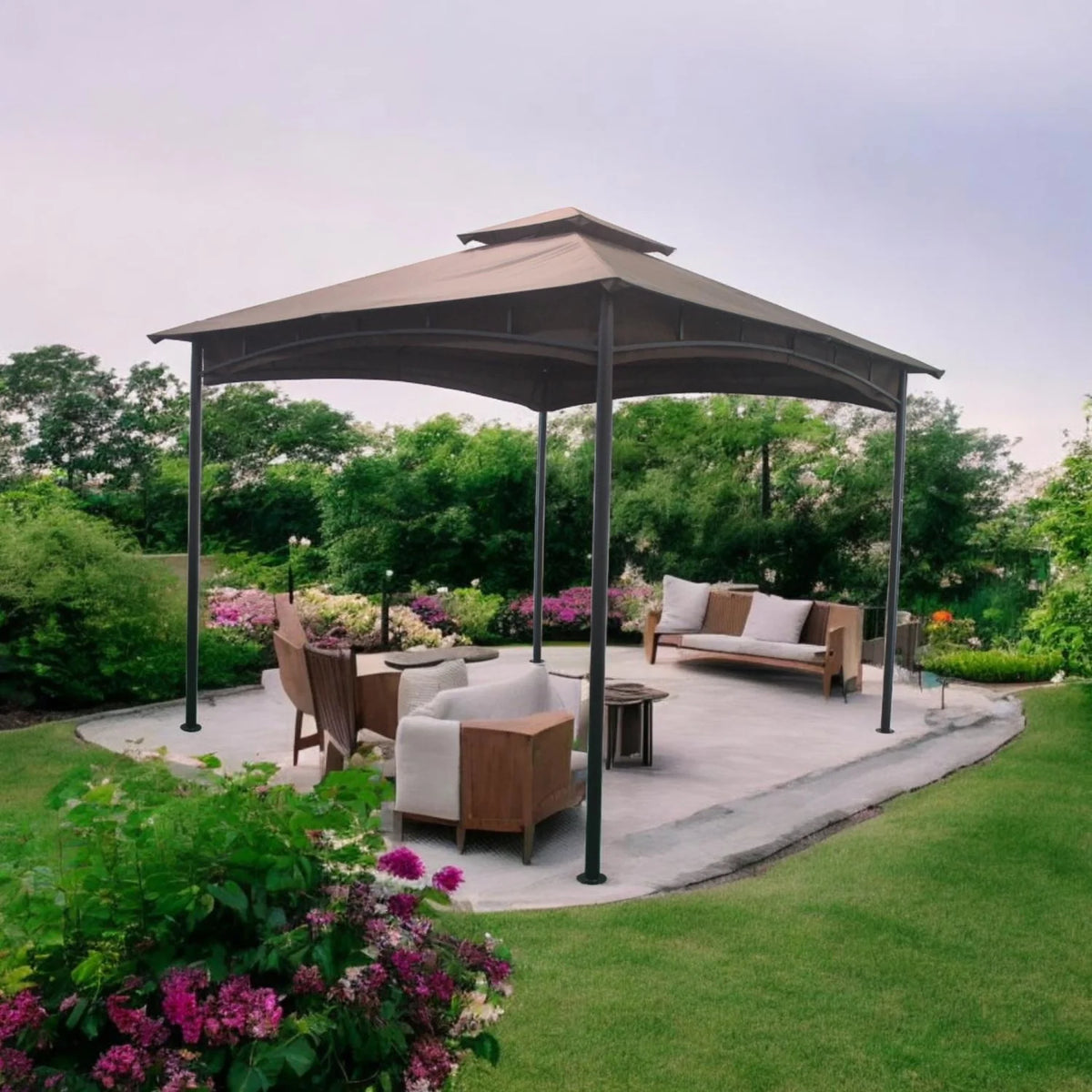 Outdoor Gazebo Rust-Proof Steel Frame Water-Resistant UV Canopy