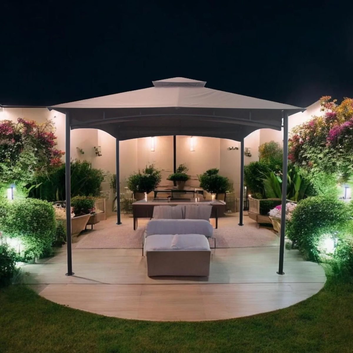 Outdoor Gazebo Rust-Proof Steel Frame Water-Resistant UV Canopy
