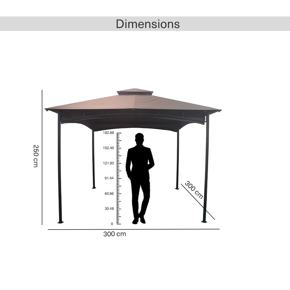 Outdoor Gazebo Rust-Proof Steel Frame Water-Resistant UV Canopy