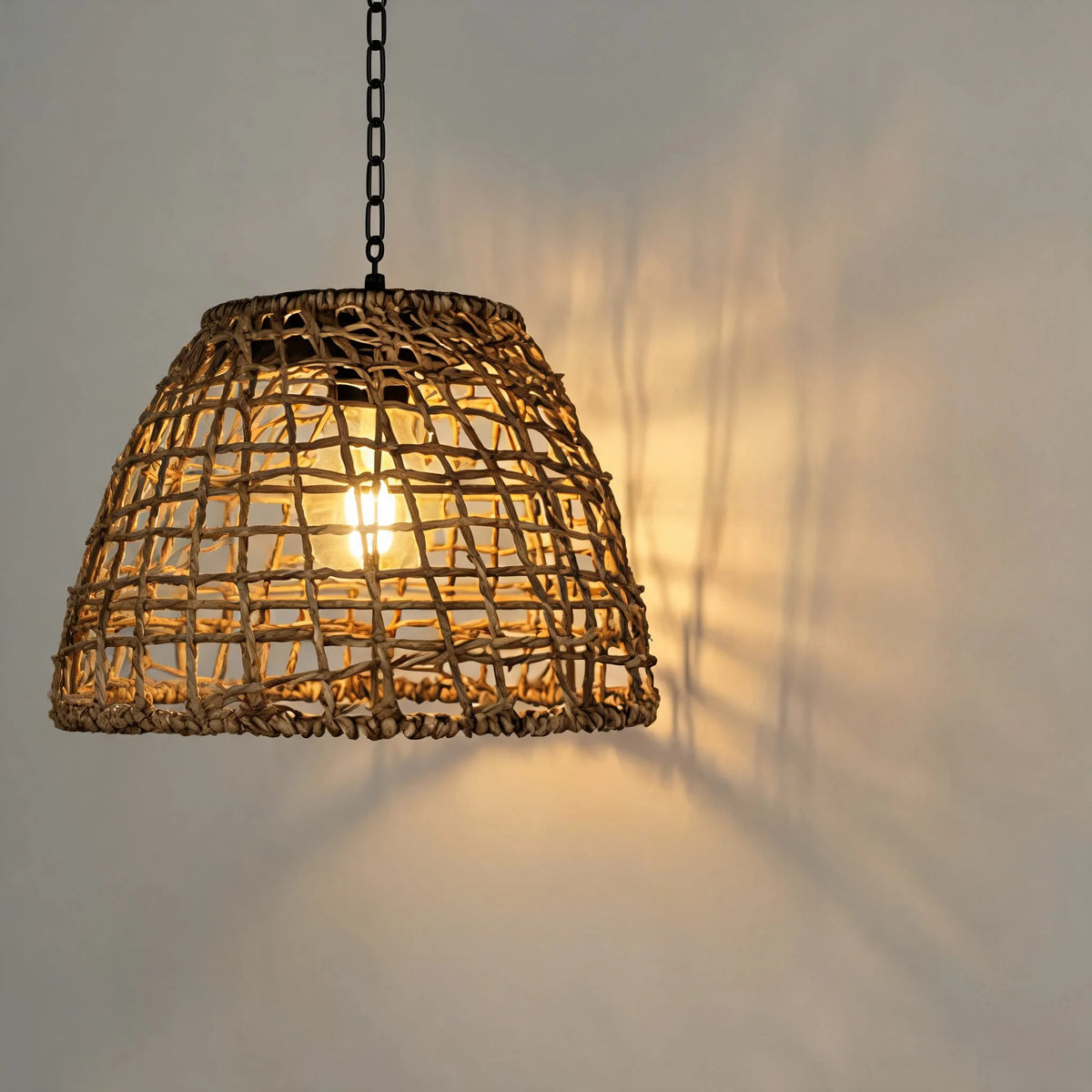 Outdoor Hanging Lantern Solar LED Rattan & Adjustable Cord