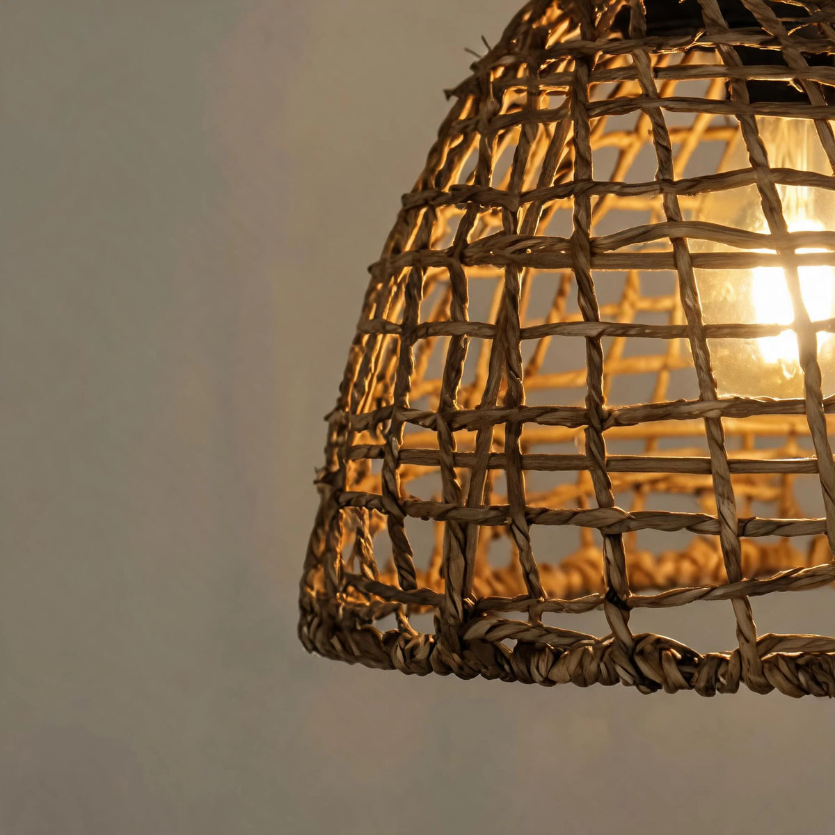 Outdoor Hanging Lantern Solar LED Rattan & Adjustable Cord