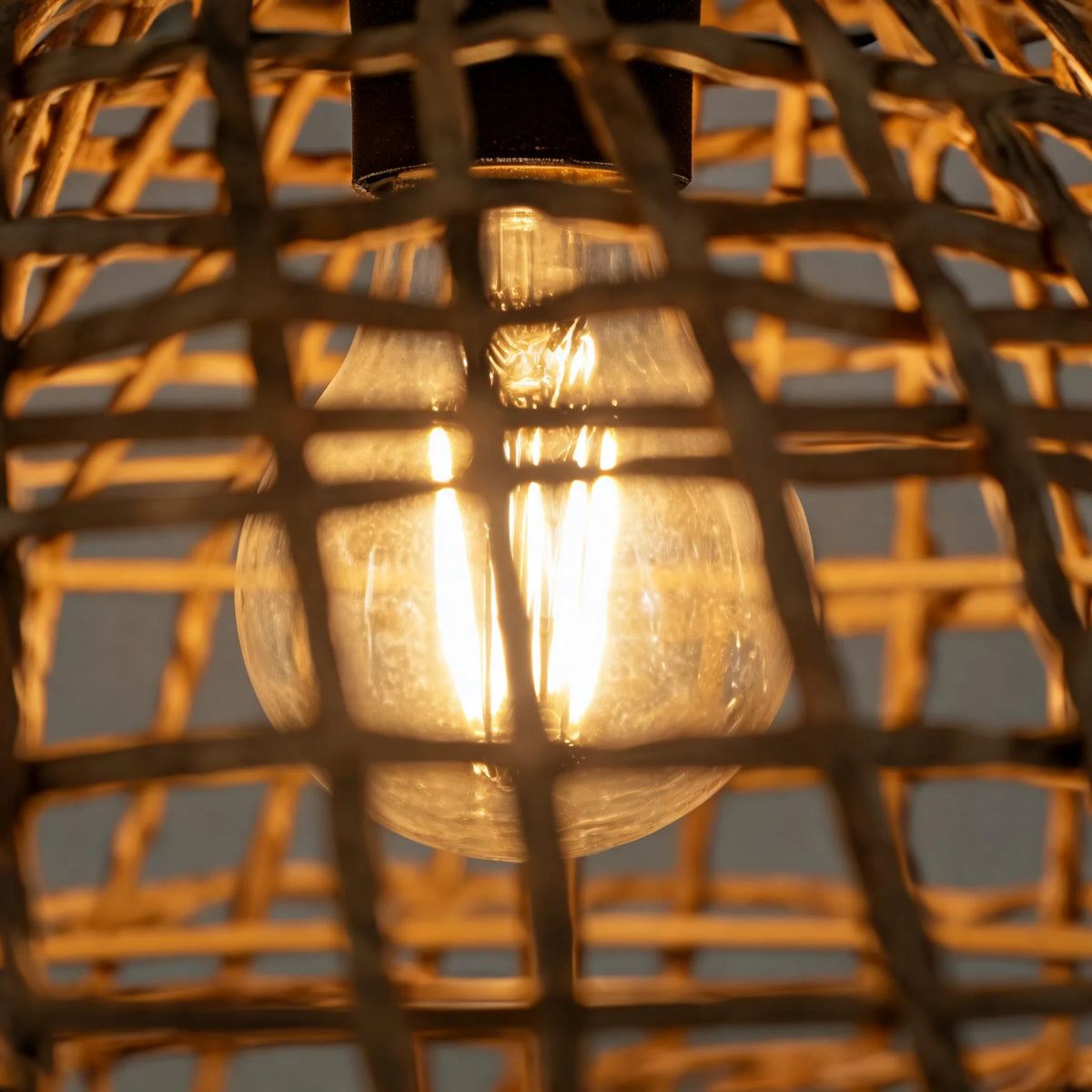 Outdoor Hanging Lantern Solar LED Rattan & Adjustable Cord