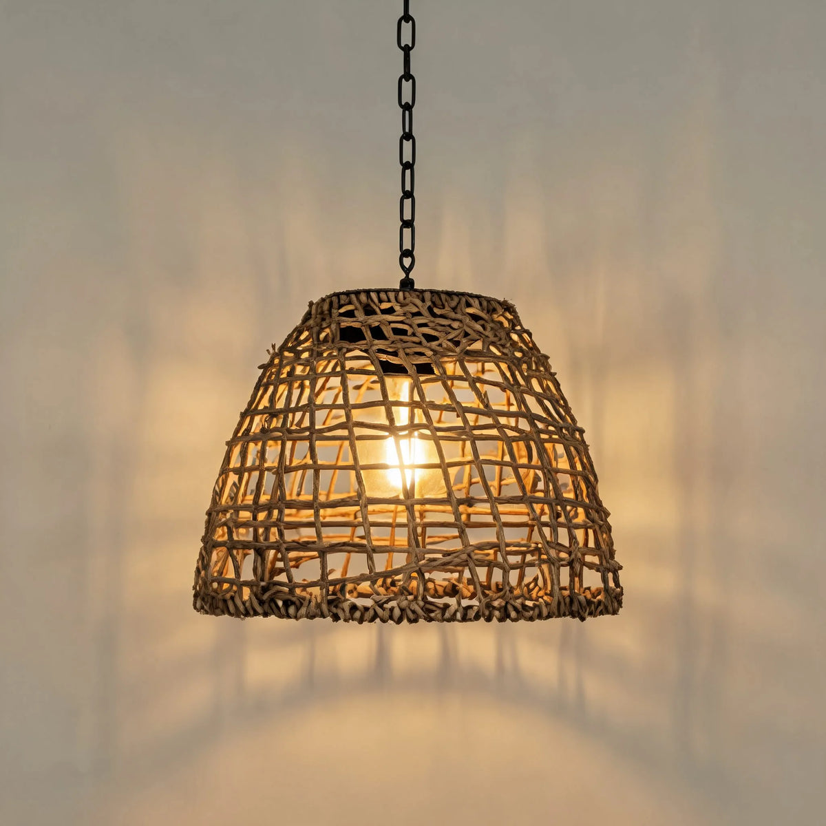 Outdoor Hanging Lantern Solar LED Rattan & Adjustable Cord