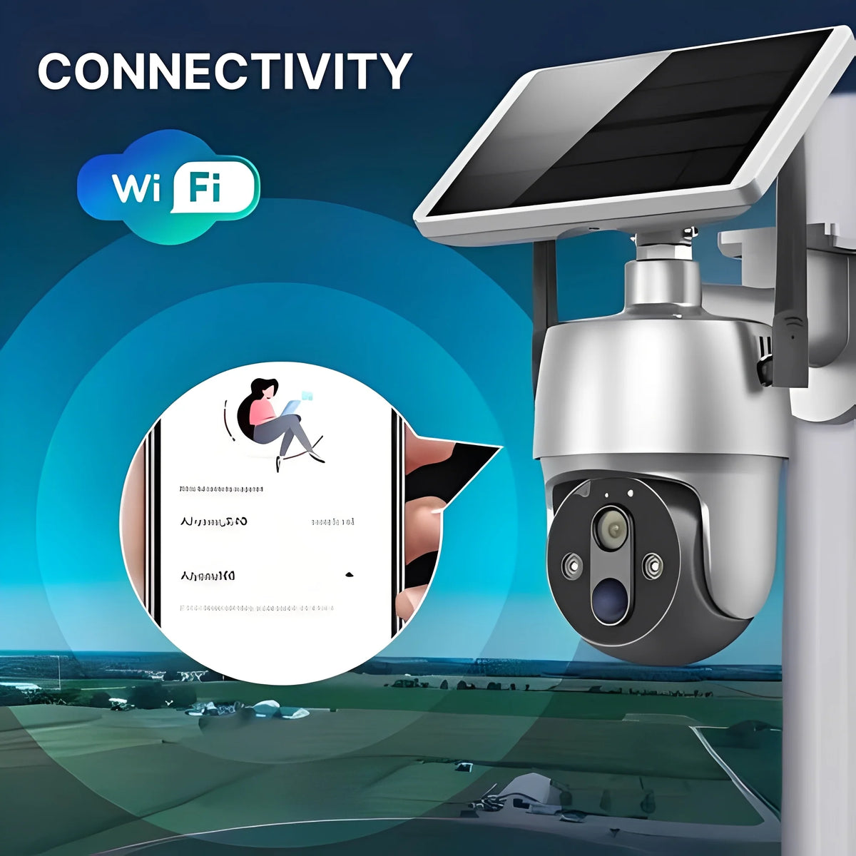 Outdoor Security Camera Solar-Powered Motorized Pan-Tilt 1080P