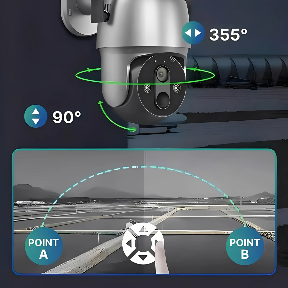 Outdoor Security Camera Solar-Powered Motorized Pan-Tilt 1080P