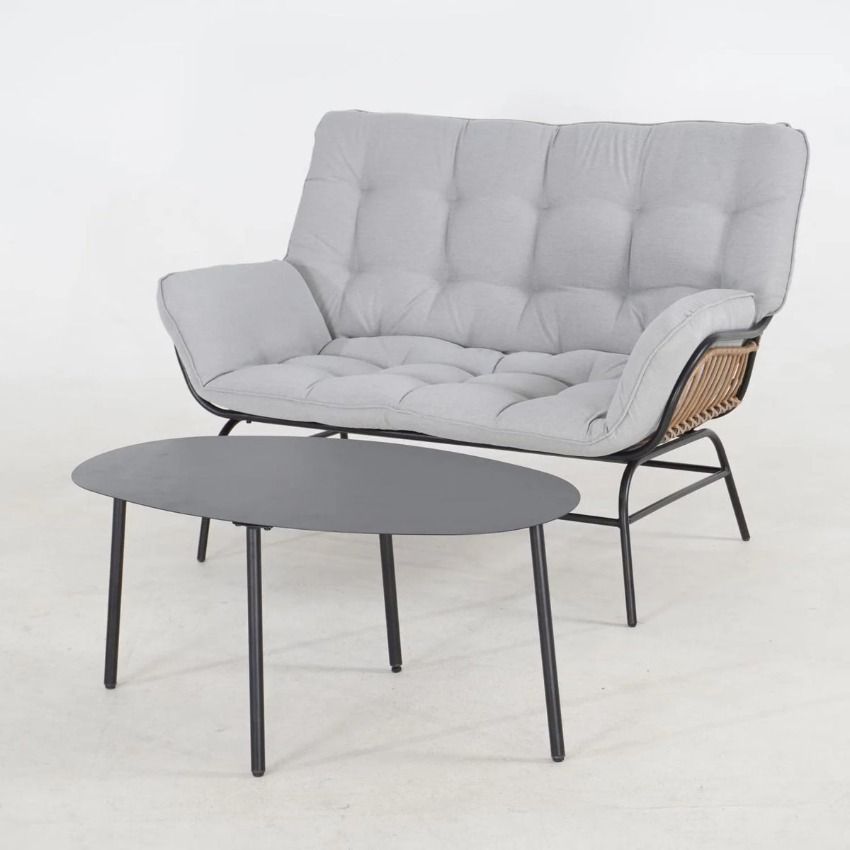 Outdoor Sofa Set 4-Seater Steel Frame & Textilene Cushions