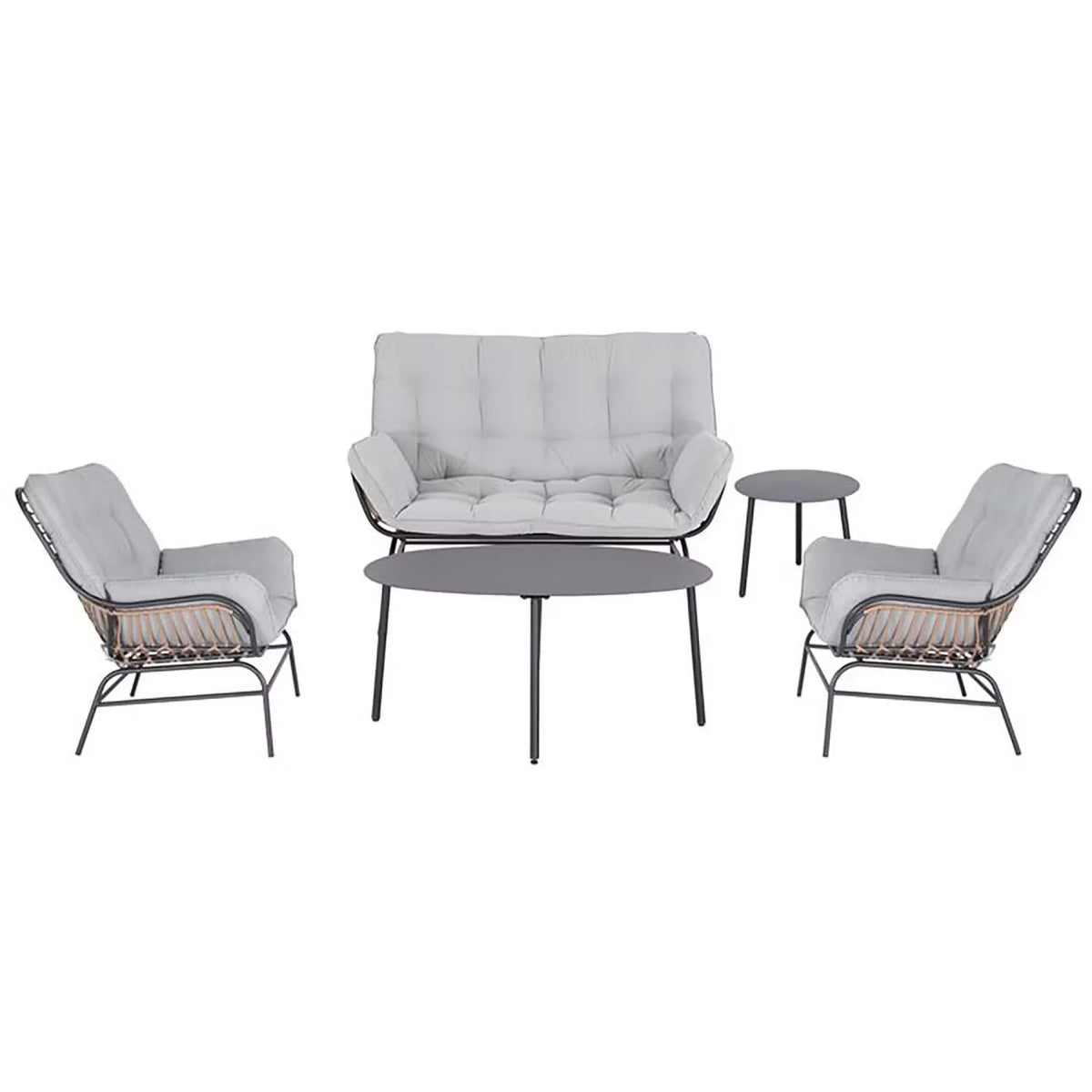 Outdoor Sofa Set 4-Seater Steel Frame & Textilene Cushions