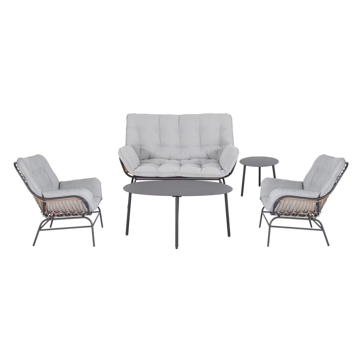 Outdoor Sofa Set 4-Seater Steel Frame & Textilene Cushions
