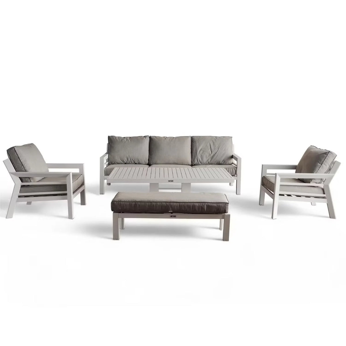 Outdoor Sofa Set 5-Seater Aluminium Frame & Lift-Top Table