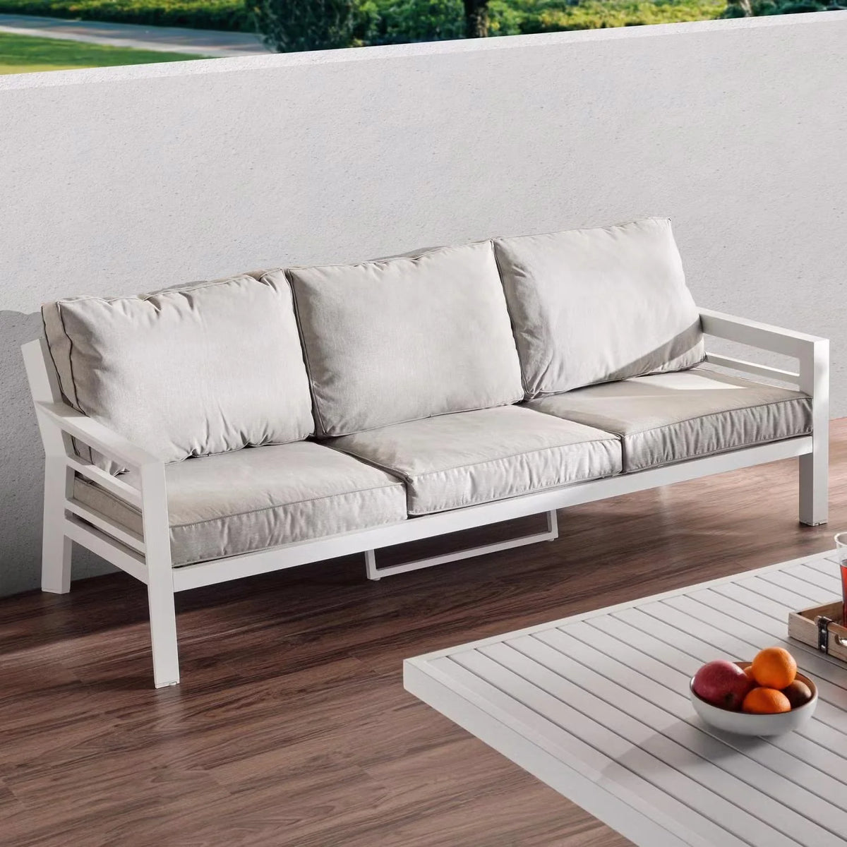 Outdoor Sofa Set 5-Seater Aluminium Frame & Lift-Top Table