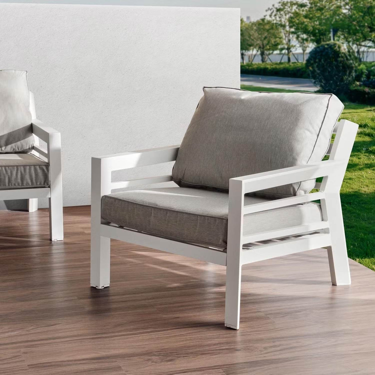 Outdoor Sofa Set 5-Seater Aluminium Frame & Lift-Top Table