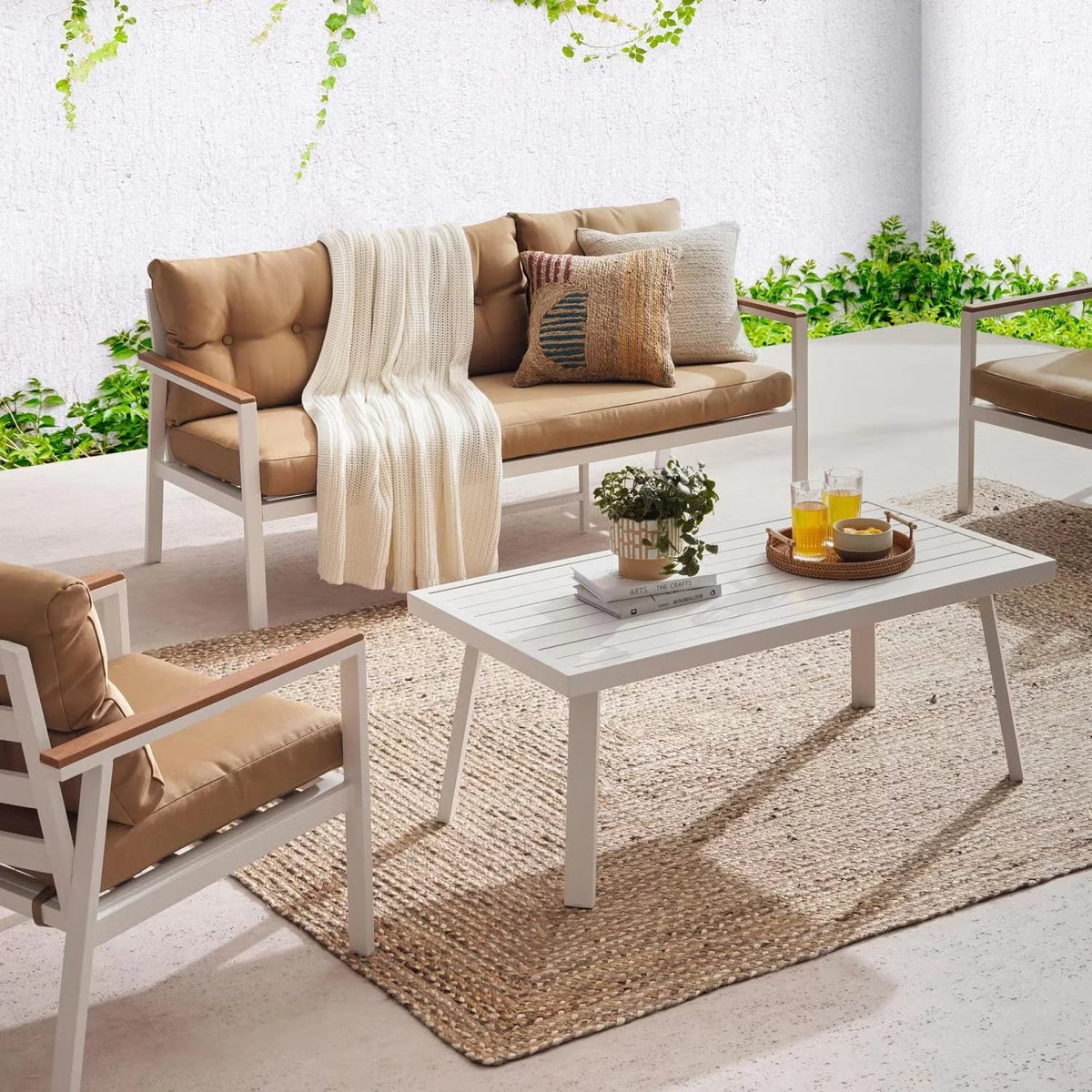 Outdoor Sofa Set 5-Seater Powder-Coated Aluminum Frame
