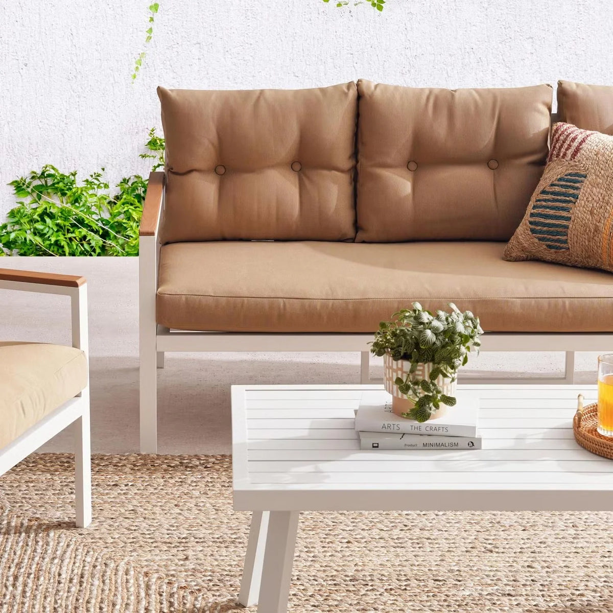 Outdoor Sofa Set 5-Seater Powder-Coated Aluminum Frame