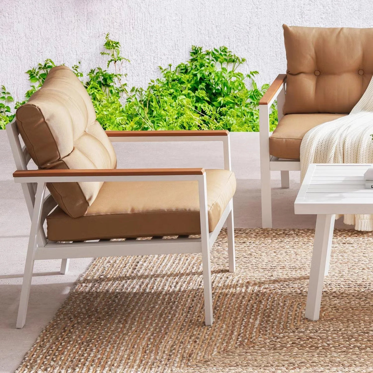 Outdoor Sofa Set 5-Seater Powder-Coated Aluminum Frame