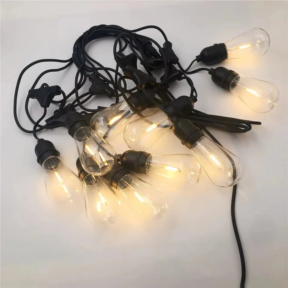 Outdoor String Lights 20 Foot Edison-Style LED Weather-Resistant