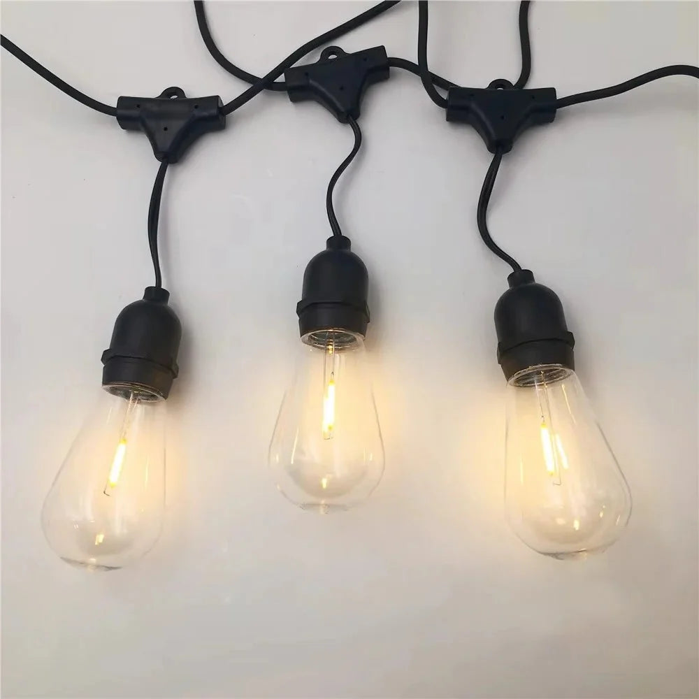 Outdoor String Lights 20 Foot Edison-Style LED Weather-Resistant