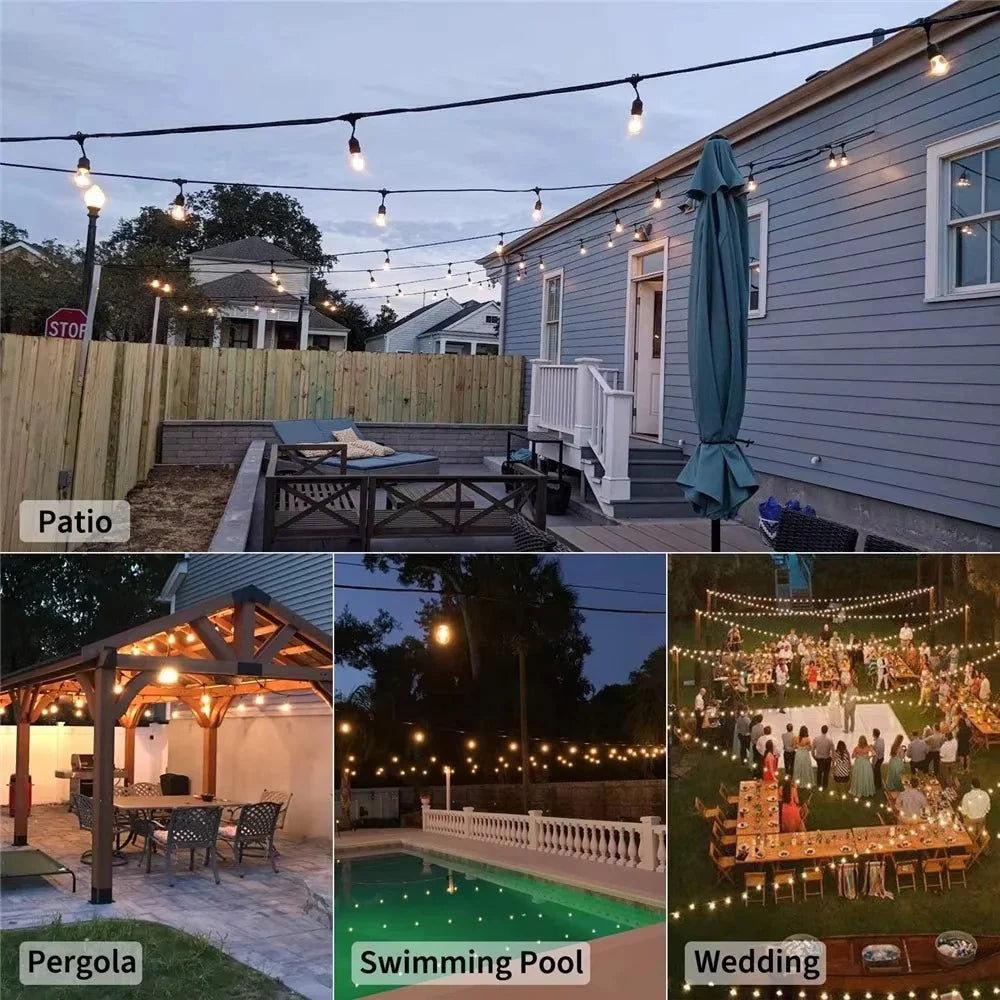 Outdoor String Lights 20 Foot Edison-Style LED Weather-Resistant