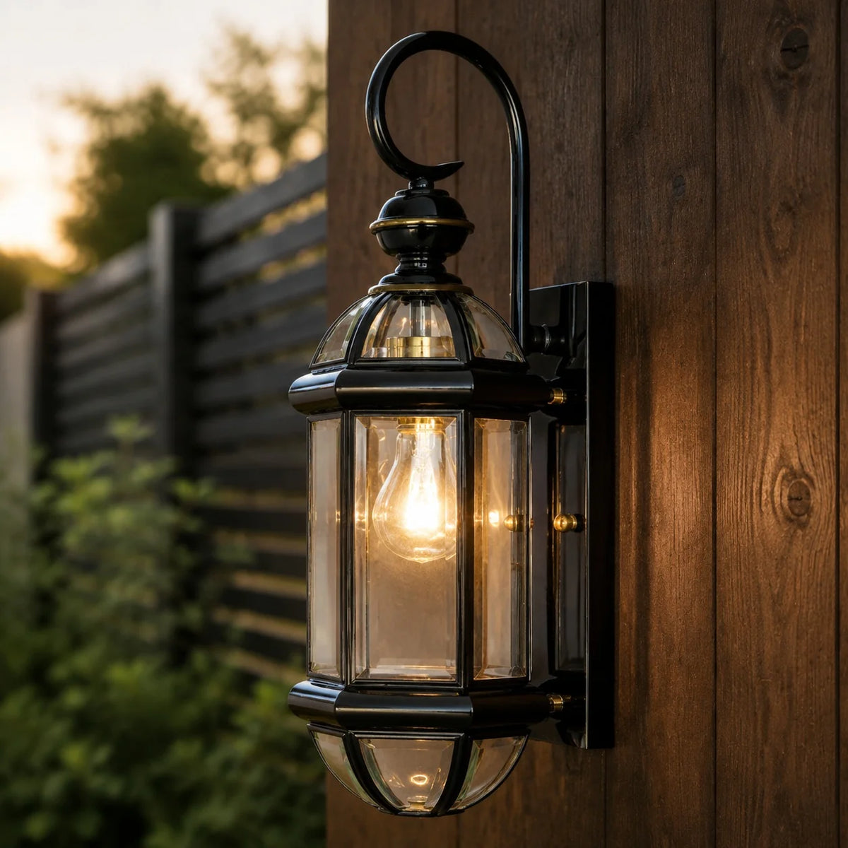 Outdoor Wall Light Brass Clear Glass Hardwired