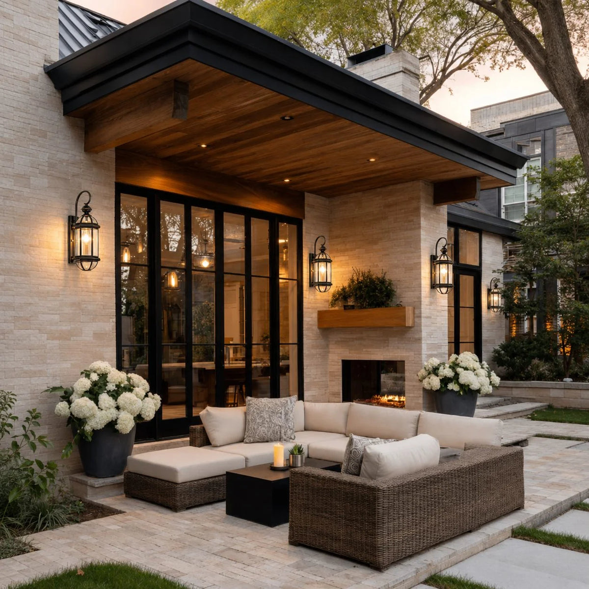 Outdoor Wall Light Brass Clear Glass Hardwired