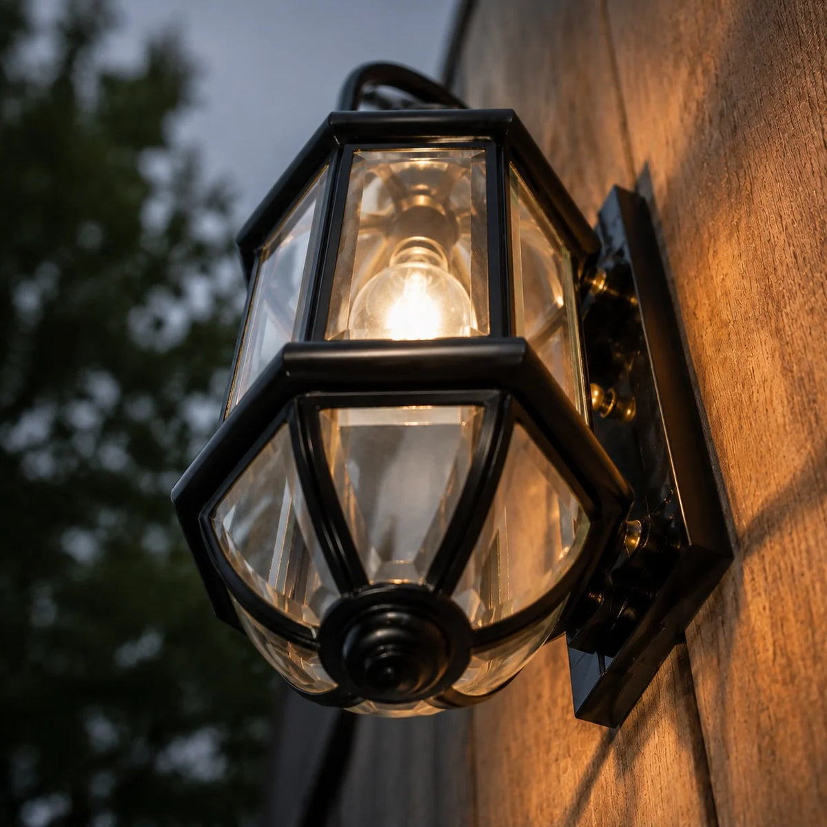 Outdoor Wall Light Brass Clear Glass Hardwired