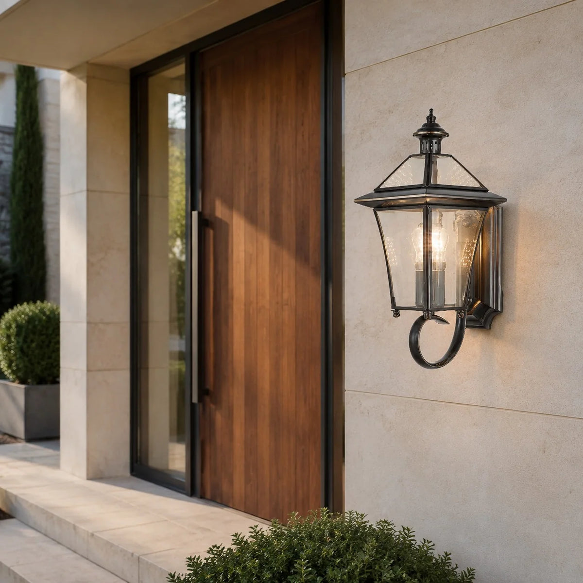 Outdoor Wall Light Brass & Clear Glass IP65
